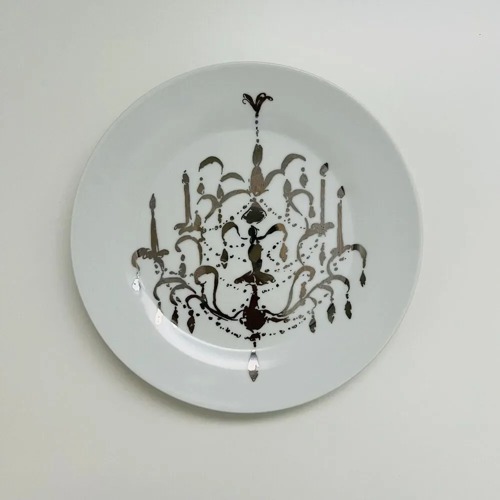 ROSANNA 2005 Belle Epoque White Platinum Chandelier Salad Plates, Set of 2
